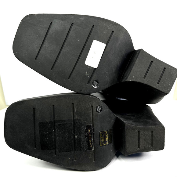 Gia Borghini Texan Knee High Western Boot Black Leather Platform Wedge Heel - Picture 9 of 9